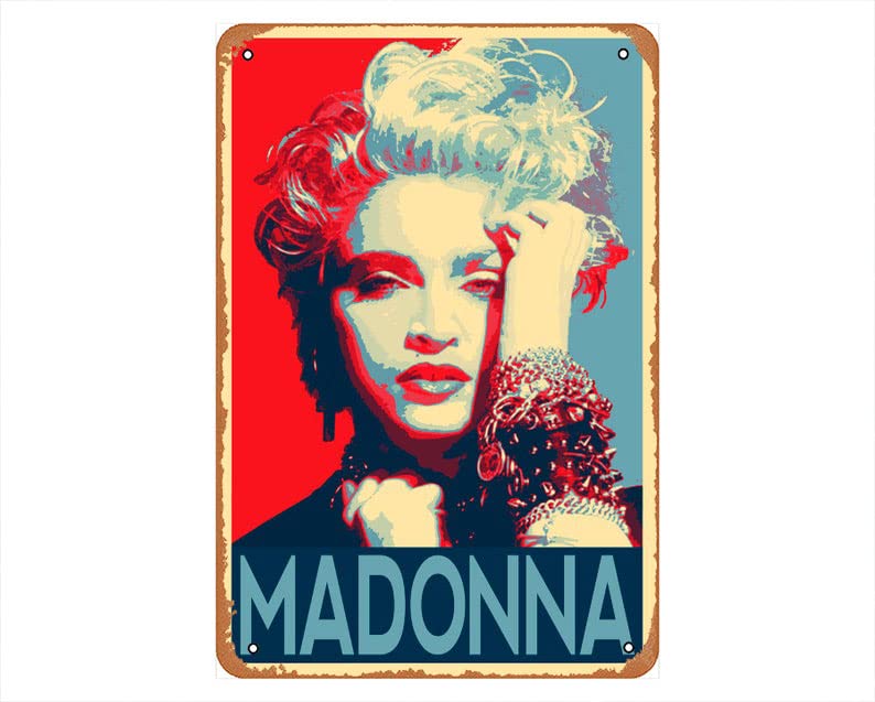 Vintage Metal Tin Sign Retro Metal Sign Madonna Pop Art Illustration - 80's Pop Music Home Decor in Poster Print or Canvas Art Home Bar Pub Garage Decor Gifts Home Wall Art Decoration Retro tin Sign