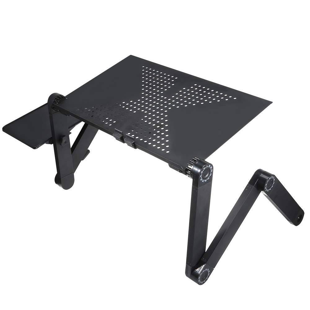 ZWsj King New Adjustable Computer Desk Table Folding Laptop Notebook Stand Bed Tray Aluminum Alloy Portable Anti-Skid Table Office Furniture Quality (Color : Black)