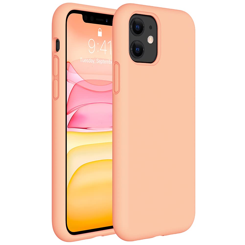 Miracase Liquid Silicone Case Compatible with iPhone 11 6.1 inch(2019), Gel Rubber Full Body Protection Shockproof Cover Case Drop Protection Case (Melon Orange)