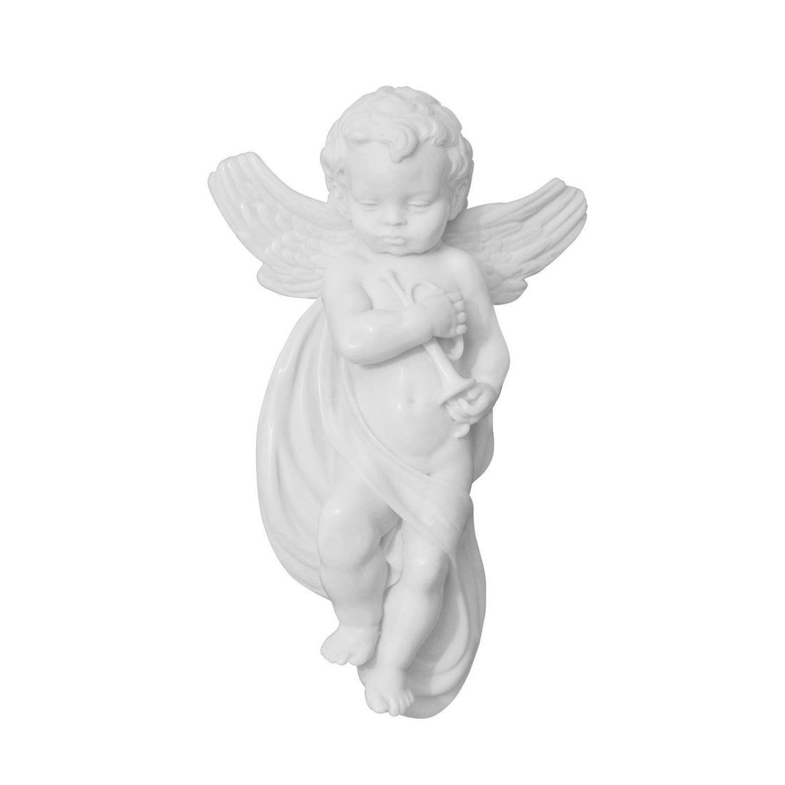 Handicrafts Paradise Resin Carved Angel Showpiece (6 Inch, White)