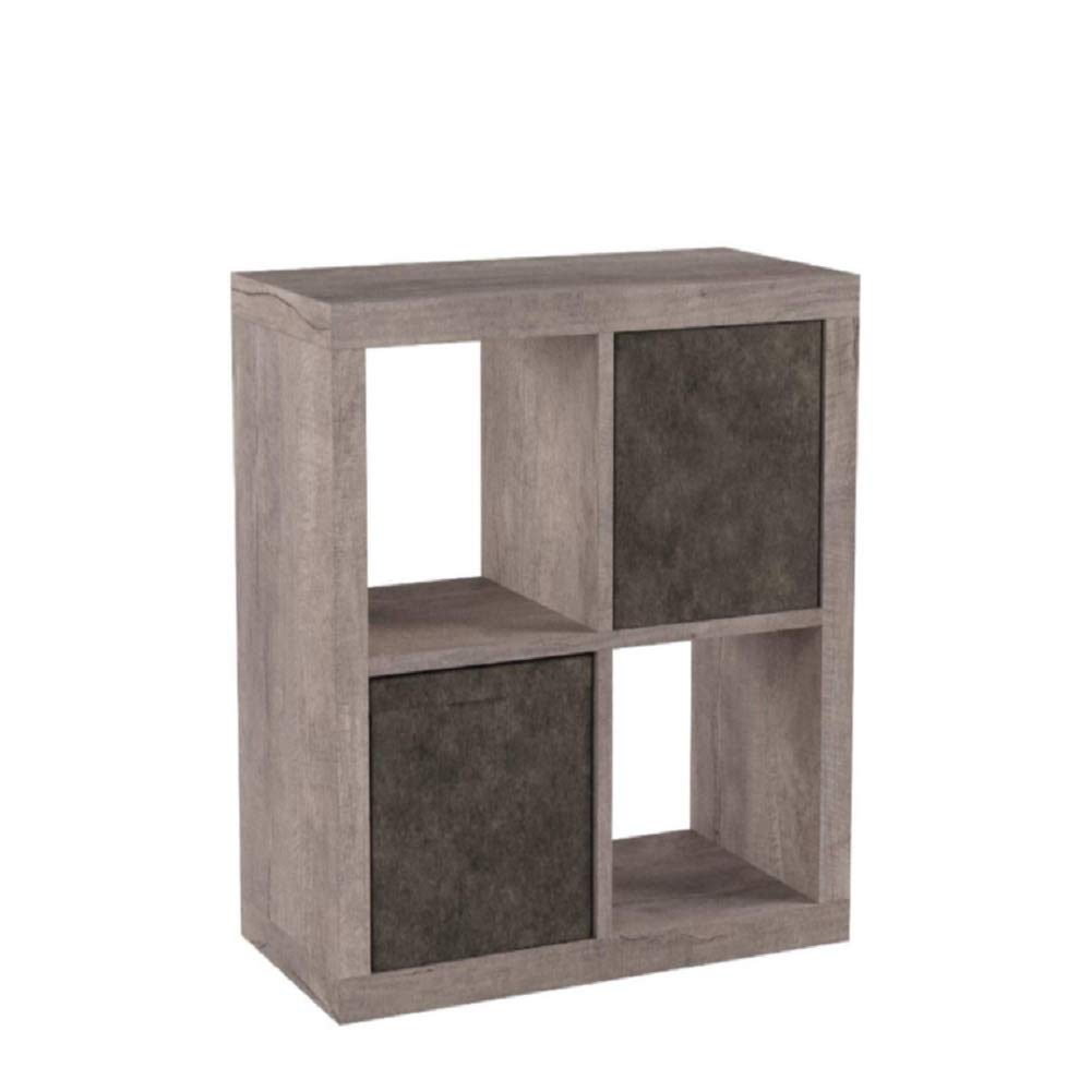 Better Homes and Gardens.. Bookshelf Square Storage Cabinet 4-Cube Organizer (Weathered) (Rustic Gray, 4-Cube)