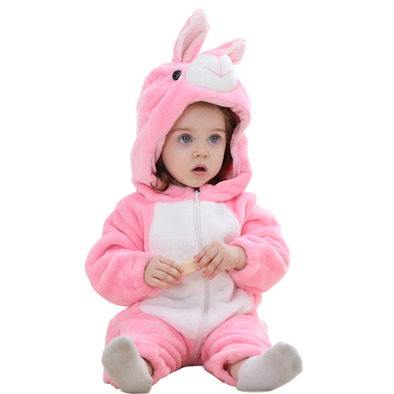 Baby Animal Costume - Unisex Infant Winter Autumn Flannel Cartoon Hooded Romper Toddler Cosplay Jumpsuit Warm Outfit