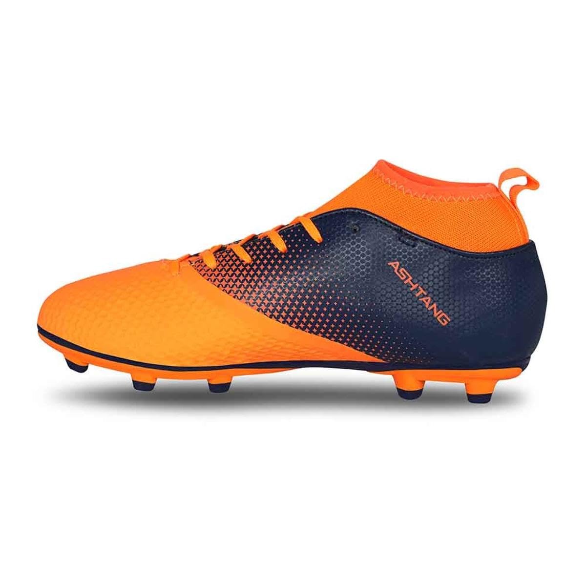 NiviaAshtang Football Studs (Black/Orange, 7 UK/ 8 US/ 41 EU) | Synthetic Leather | Moulded Insole | Minimal Water Absorption/Water Proof