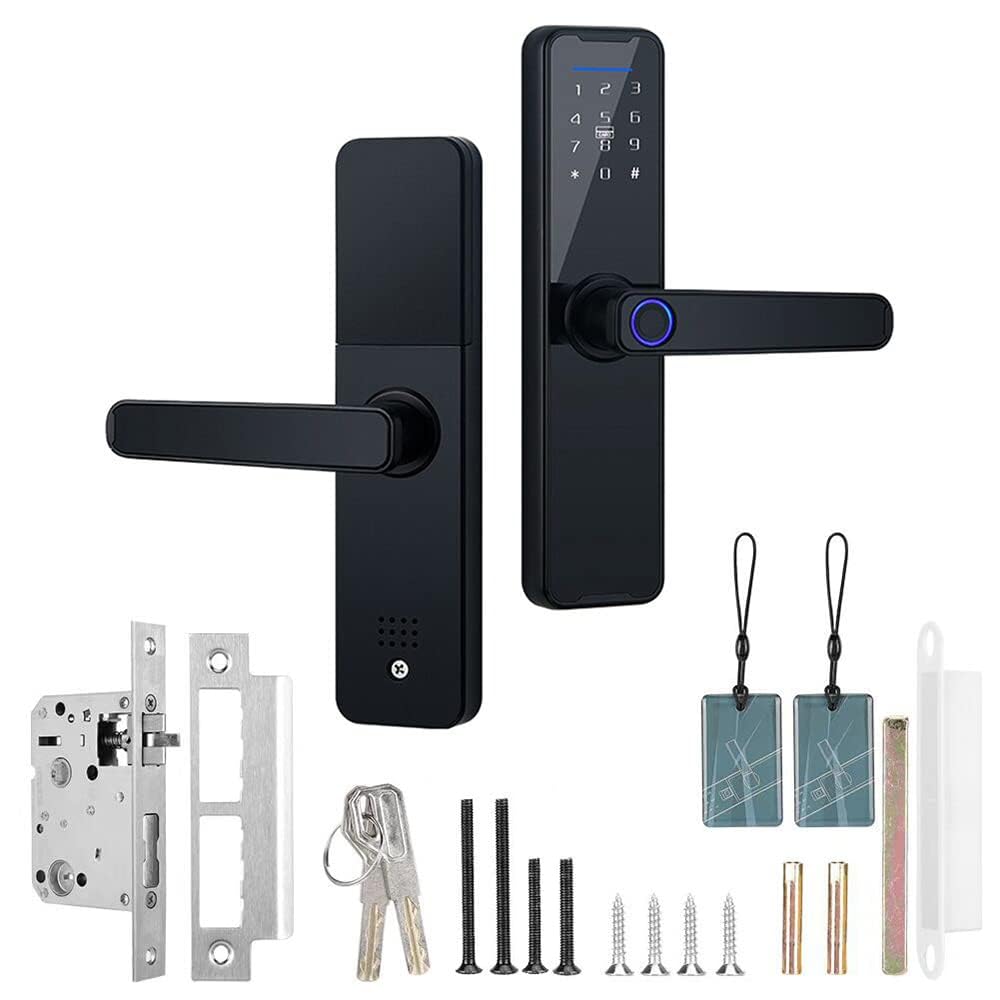 KASTWAVE Smart Lock Fingerprint Lock Door Lock Keypad Door Lock with Handle Fingerprint Electronic Deadbolt Door Lock Smart Door Lock Compatible with Tuya APP