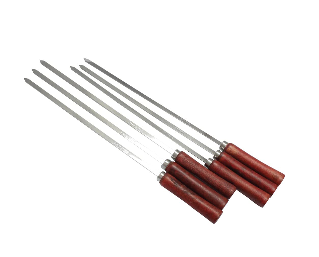 BLACKSTONE Stainless steel skewers with wooden handle bbq tool - BBQ Accessories - BBQ Tool for Steak, Potatoes, Chops, Kabob - set of 6pcs (Flat Blade) - SC006SK