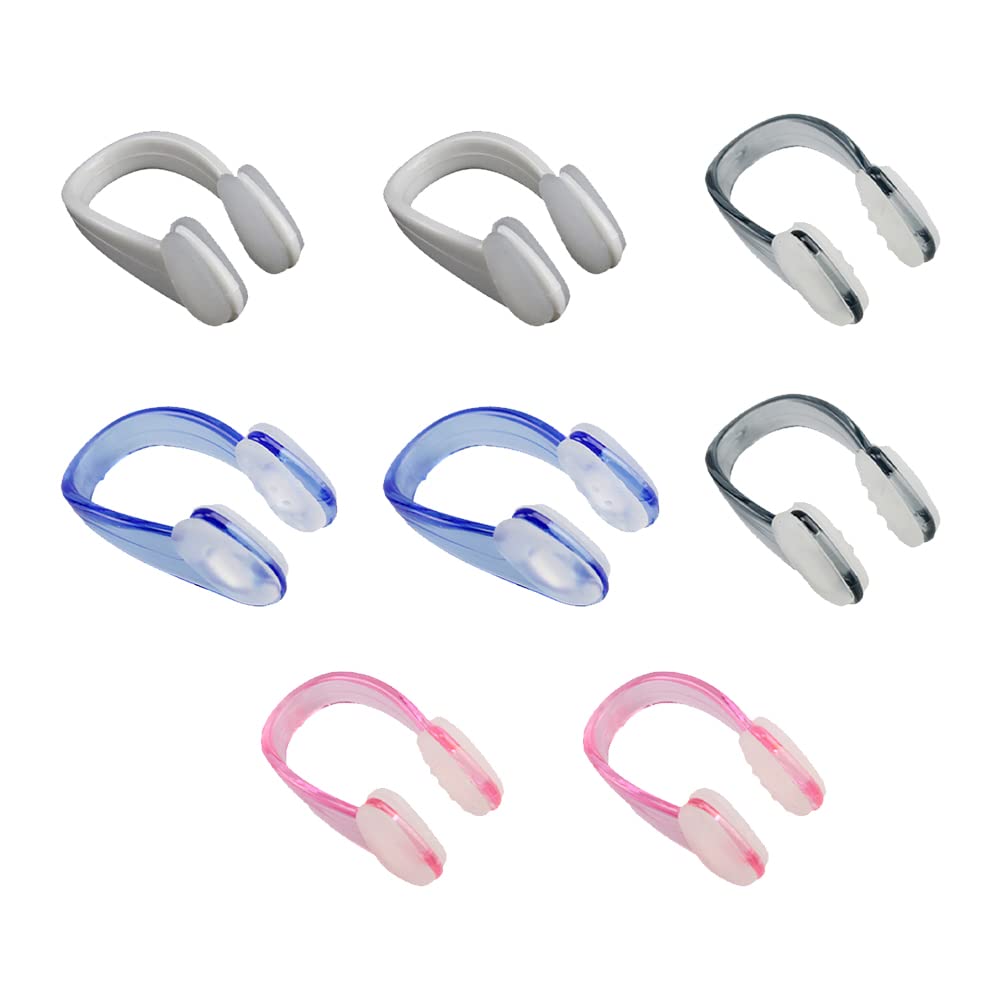 HZONGMINGZT8 Pieces Silicone Waterproof Swimming Nose Clips Reusable Swimming Nose Plug for Adults Water Sports Pool (4 Colors)