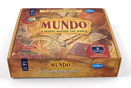 Navneet Education Navneet Mundo Board Game- Strategy, Geography, World Map, Travel- Educational Game-Indoor Classic card Game for Kids & Family- Age 9 to 99(brown)