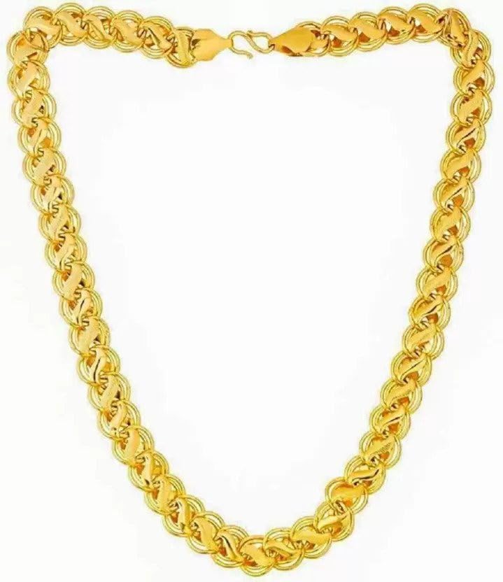 S.A FASHIONS Gold Plated Superfinish Chain for Men and Women, Gold-plated Brass Chain Look