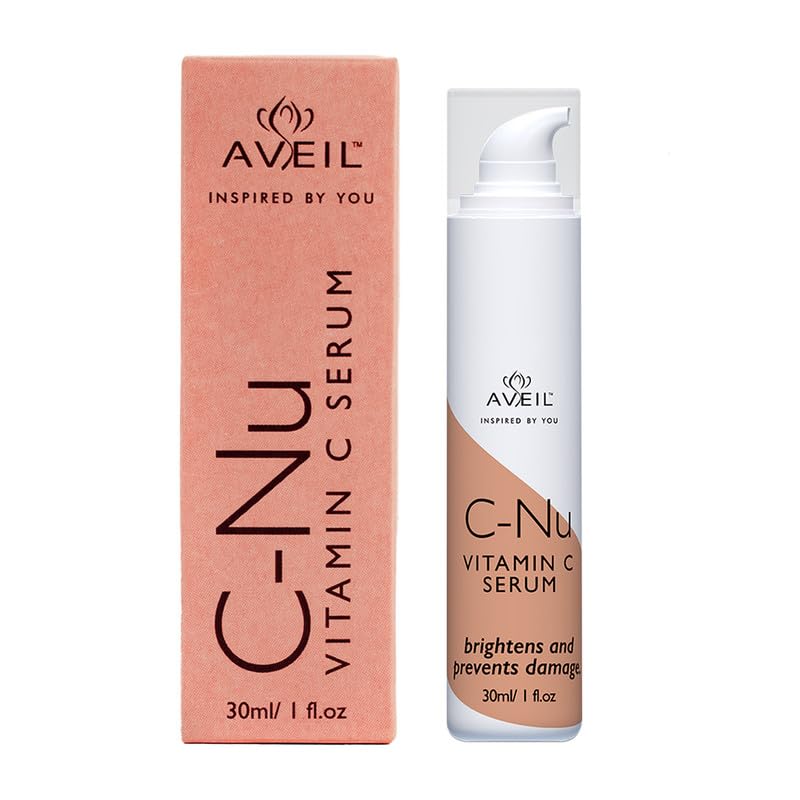 AVEIL C-Nu Vitamin C Face Serum - 30ml | Skin Rejuvenation | Hydrates & Improves Skin Texture | Vitamin C Face Serum for Radiant Glowing Skin | Lightens Hyperpigmentation & Dark Spots | All Skin Types