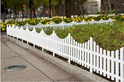 Decorative 8 Piece White Picket Garden Fence Border