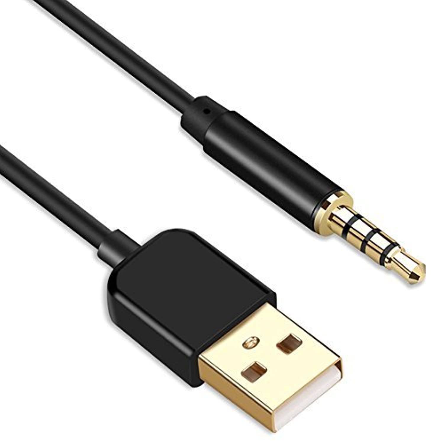 AGPTEK 3.5mm Male AUX Audio Jack to USB and Data Cable for iPod Shuffle MP3/MP4 Player Recorders Headphones 0.8m/2.6ft Black