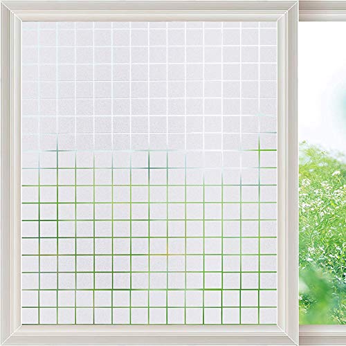 DEEPLITE 3D Printed Window Privacy Sticker Glass Self Adhesive Decorative for Bathroom/Door Window/ Heat Control/ Sidelight/ Anti UV (Squares 2 x 3 Feet )