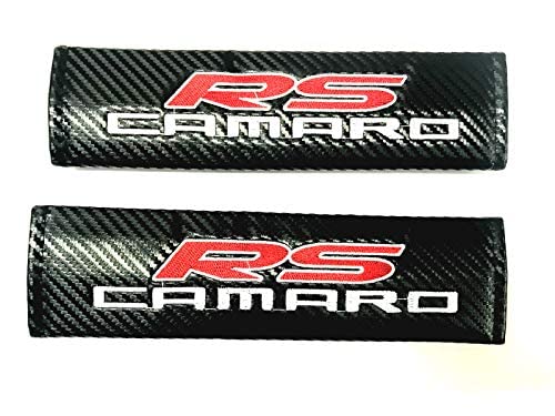 Tonet Pair Carbon Fiber Camaro RS Emblem Seat Belt Cover Shoulder Pads Cushion for Chevy