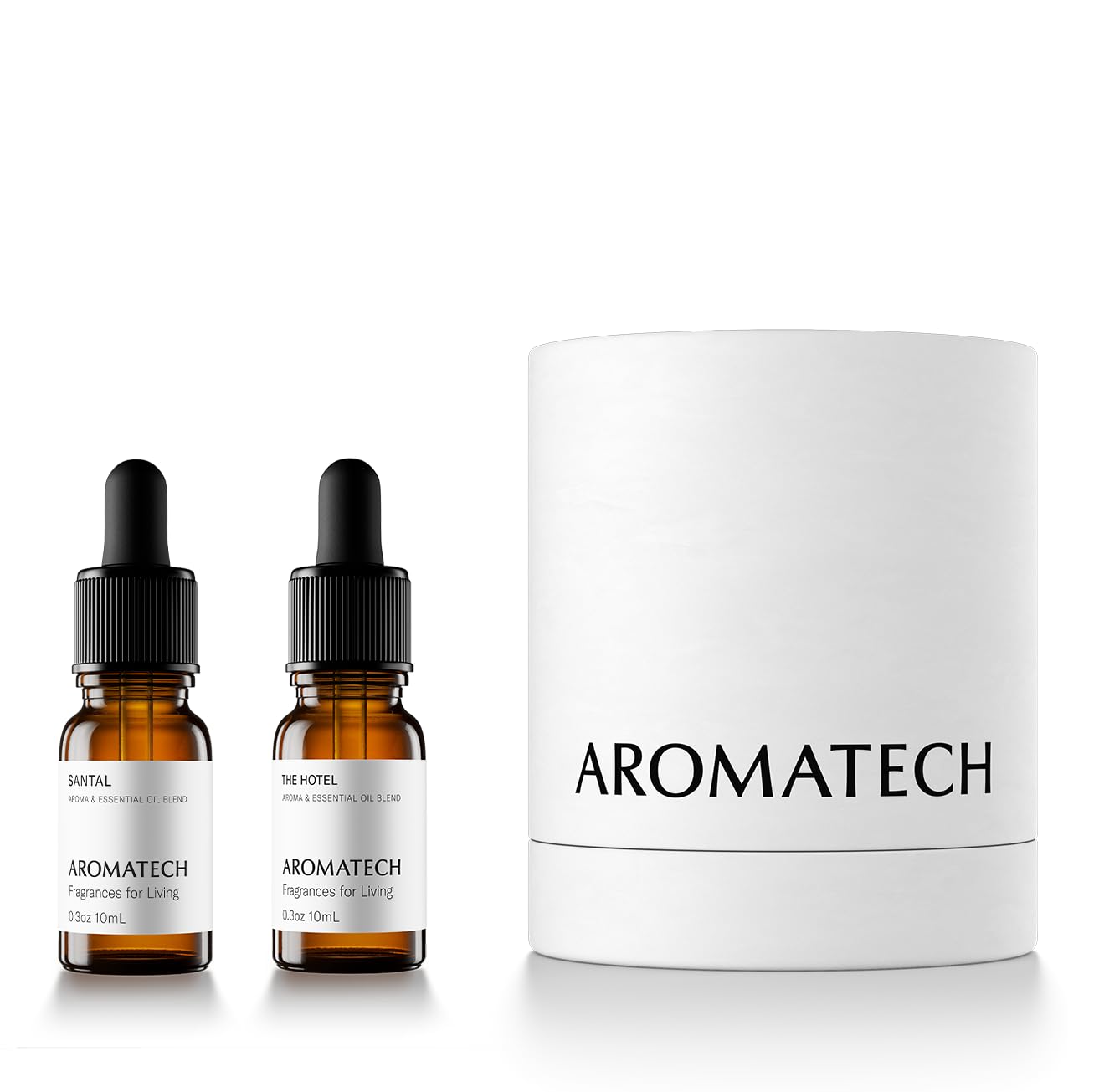 AromaTech Santal & The Hotel Set | Gift Set of Aroma Diffuser Essential Oils Blend of Santal Cardamom, Papyrus, Musk | The Hotel Peach, Red Rose, Pine - 10 Milliliter