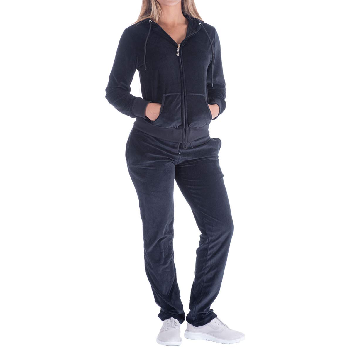 Facitisu Tracksuit for Women Set 2 Piece Joggers Velour Jogging Sweat Outfits Hoodie and Sweatpants Set