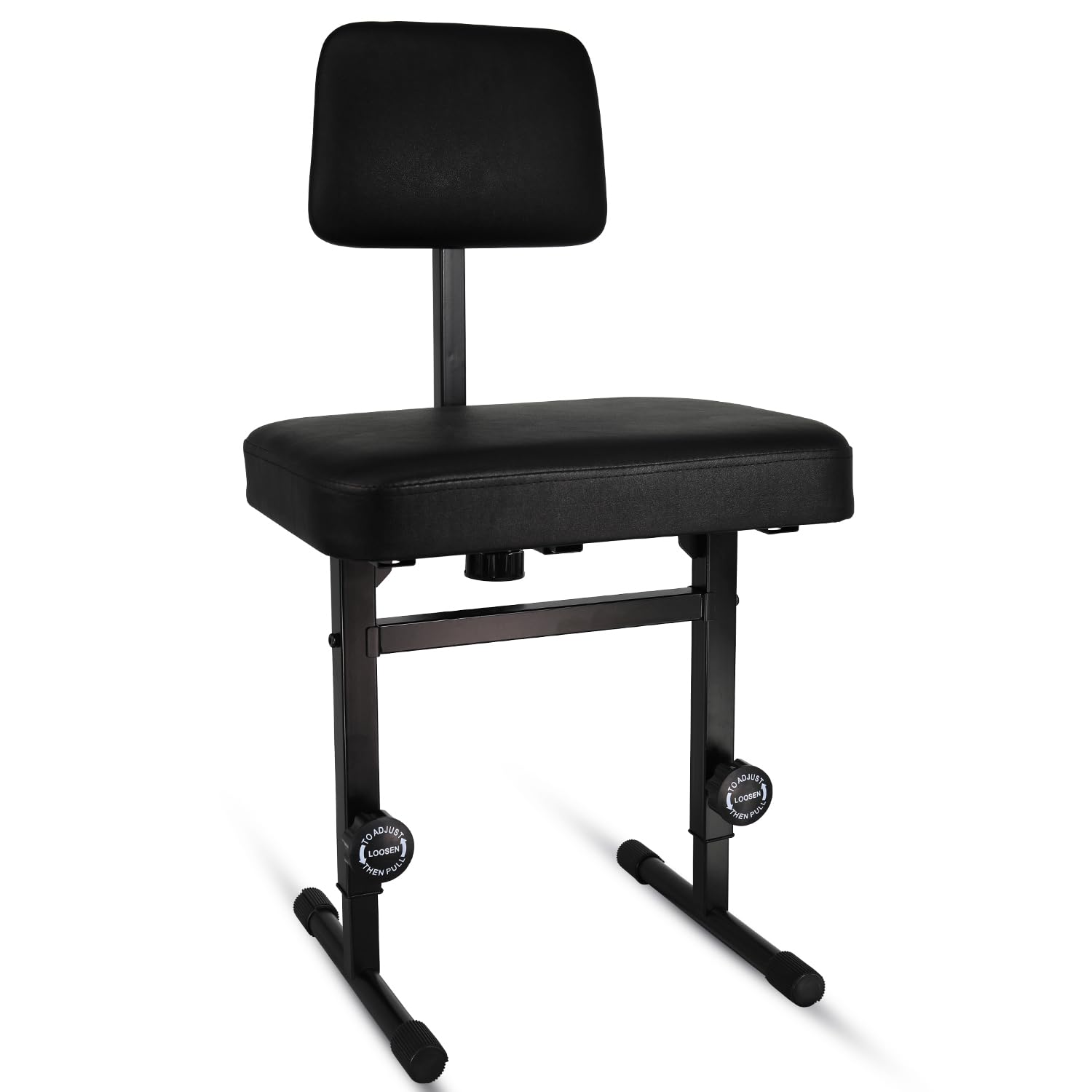 5 CORE Piano Bench Height Adjustable Keyboard Stool Heavy Duty Thick Padded Cushioned Seat with Backrest PNB B-Rest BLK