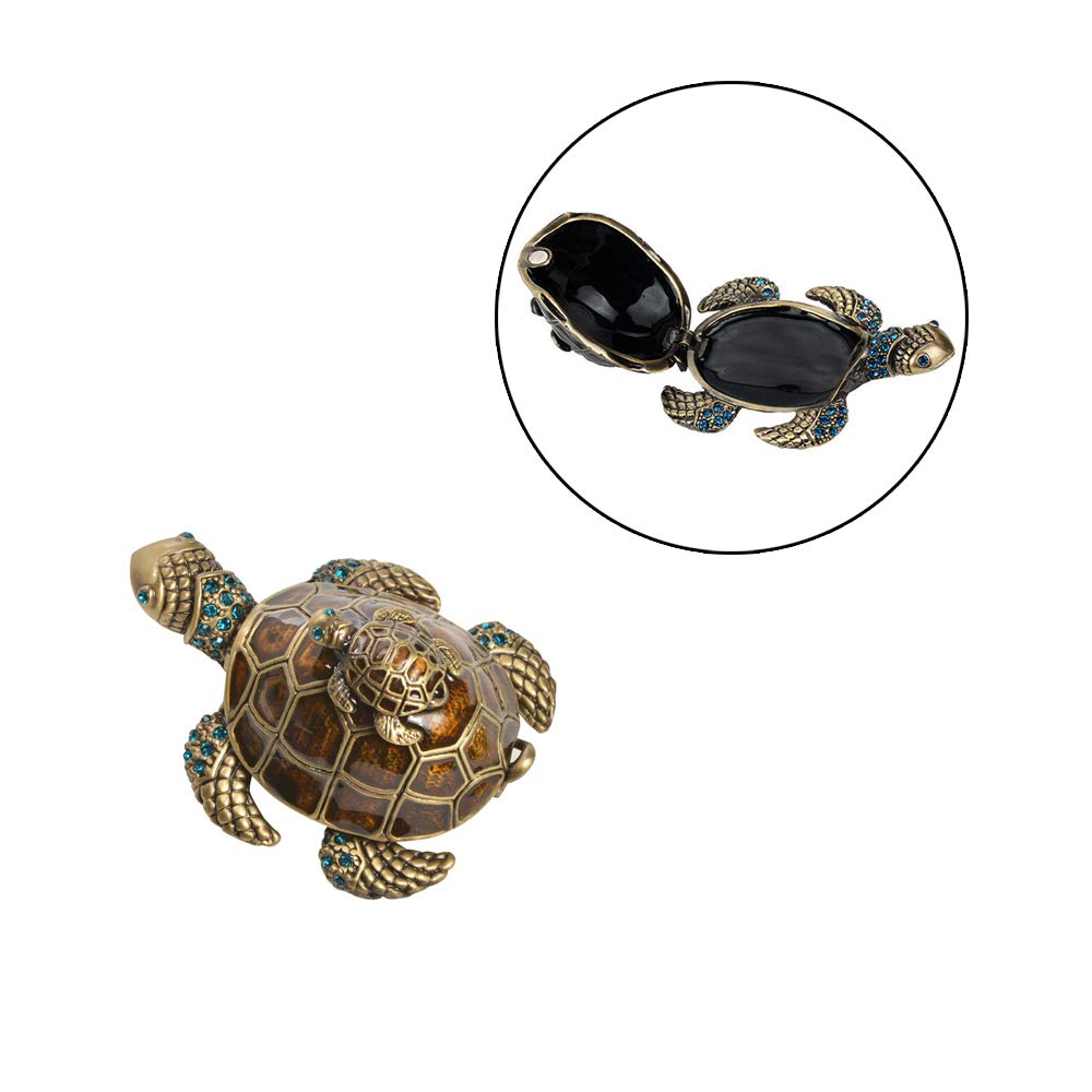 Wixine 1Pcs Turtle Jewelry Box Trinket Case Crystals Metal Animal Gift Storage Organizer