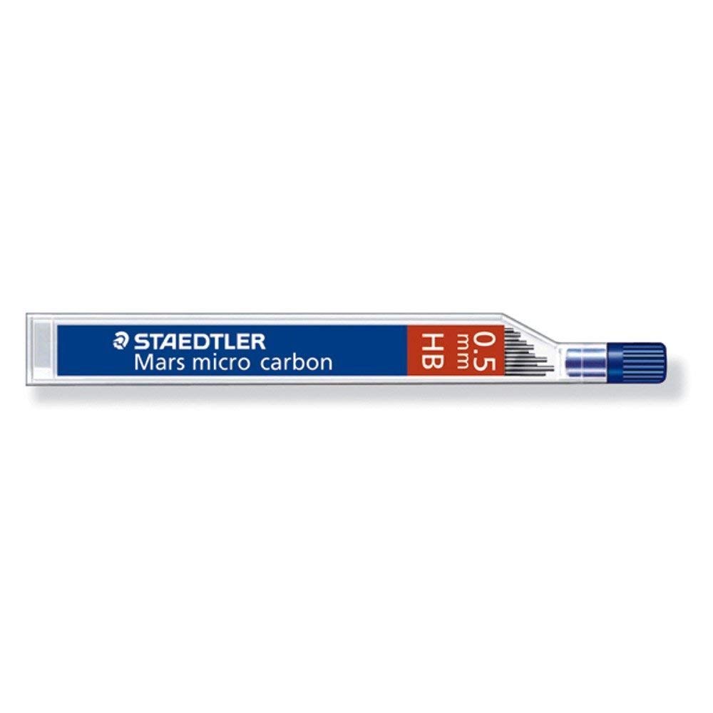 Staedtler Micro Mars Carbon Mechanical Pencil Leads, 0.5 mm, HB, 60 mm x 12 (250 05 HB)