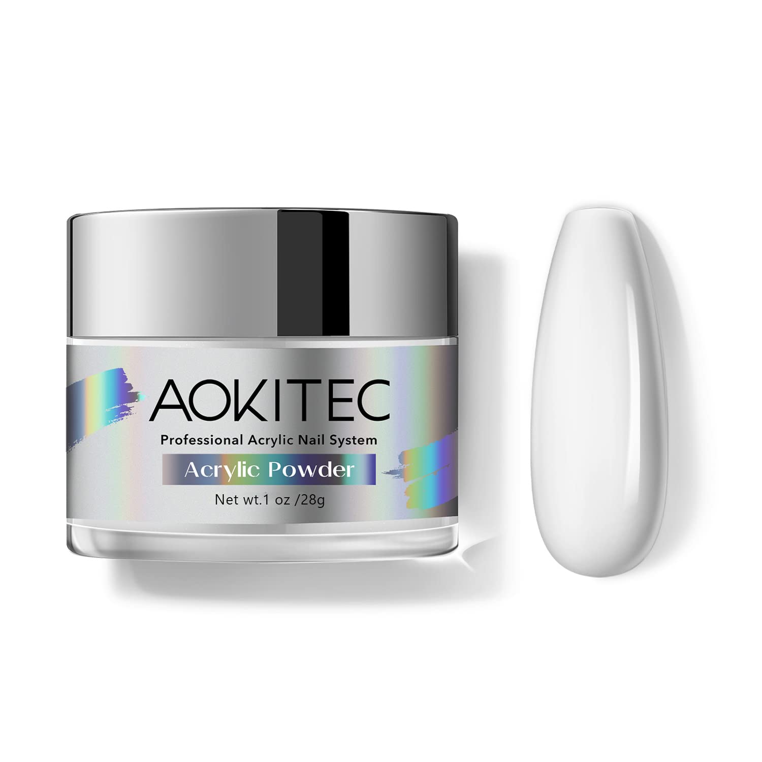 Aokitec Clear Acrylic Powder - 30g Professional Acrylic Nail Powder, Lasting Acrylic Powder for Nail Extension French Manicure, 3D Nail Art Acrylic Polymer Powder for Nails Beginners or Mani Salon