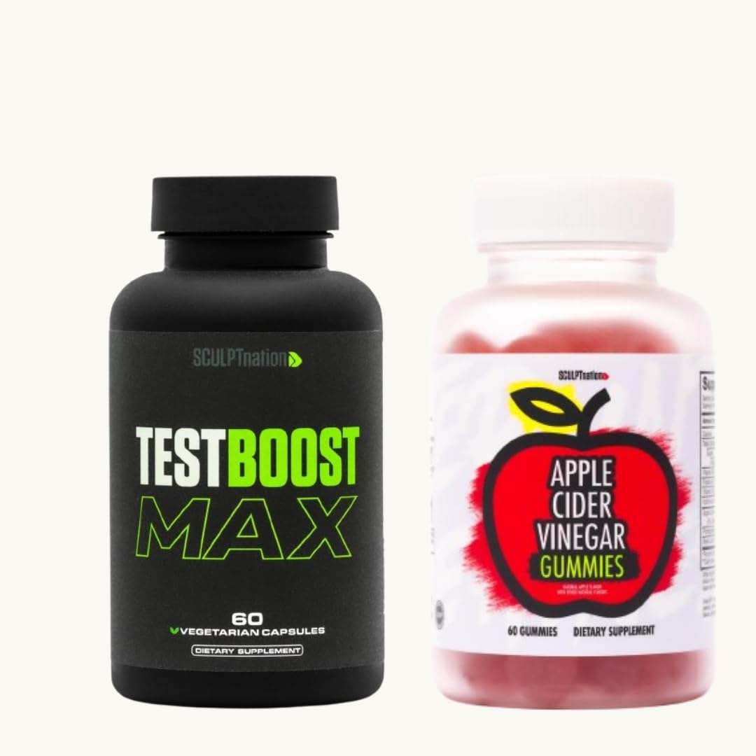 Sculpt Nationby V Shred Test Boost Max and Apple Cider Vinegar Gummies Bundle