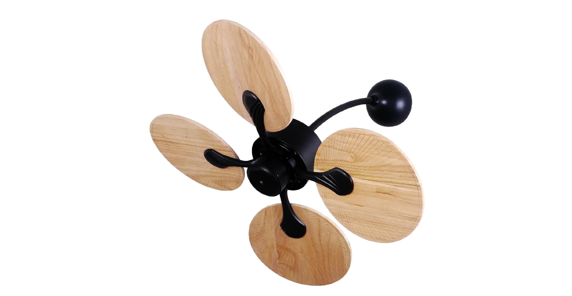 Aera Treen 17 Black Ceiling Fan with Remote Control | Noiseless 41W AC Motor | 4 Natural Wood Blades | Premium Ceiling Fan