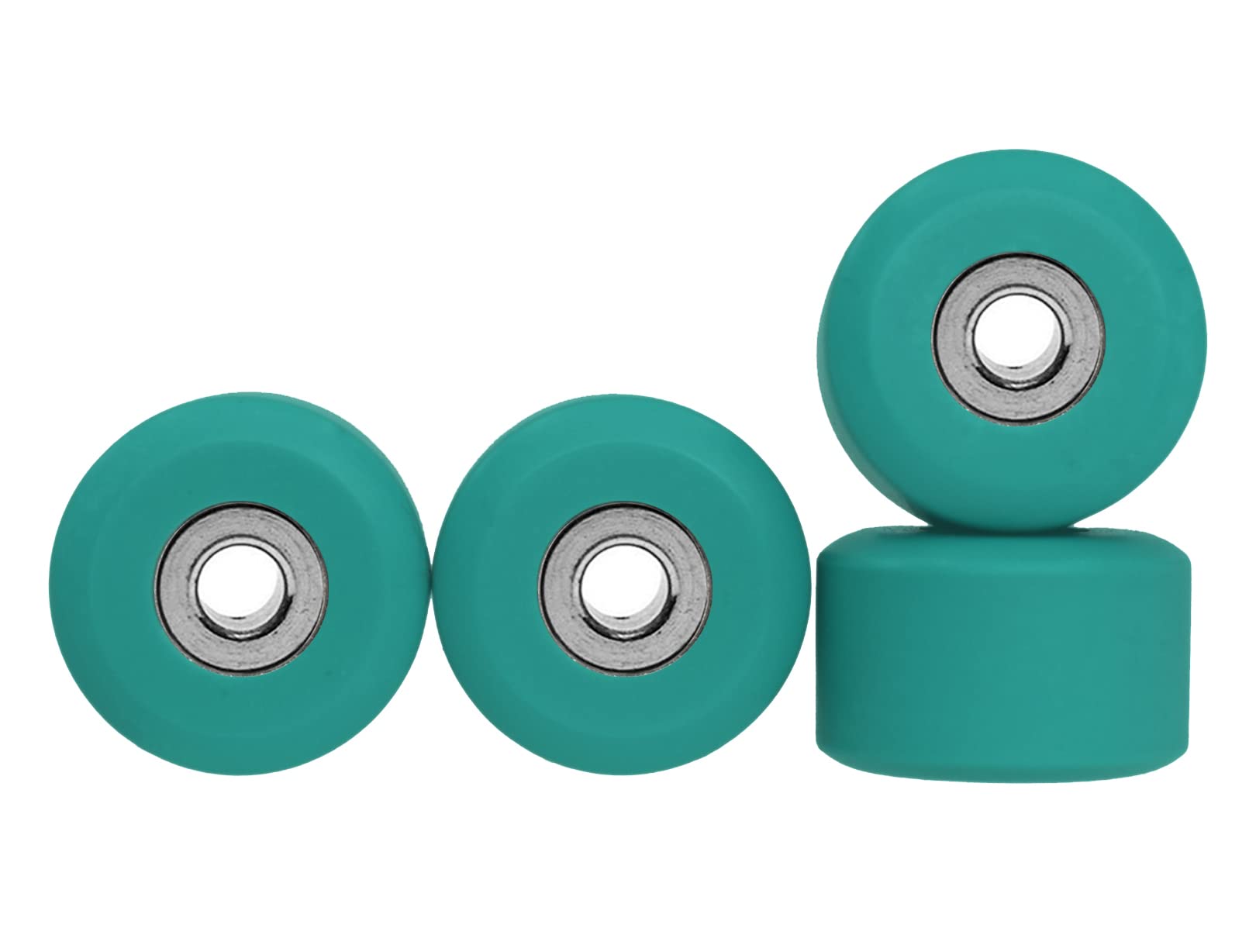 Teak Tuning Apex 71D Urethane 7.7mm Diameter Fingerboard Wheels - Teak Teal | New Street Shape | Ultra Spin Bearings | Easy Riding for Tricks Skill Levels