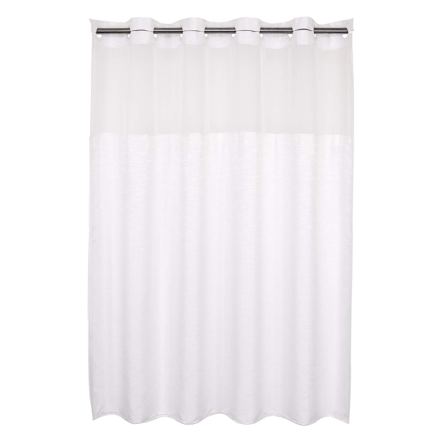 Modern Hotel Grade No Hooks Needed Shower Curtain with Snap in Liner,Stall Size with Window,Spa Like 36W x 74L