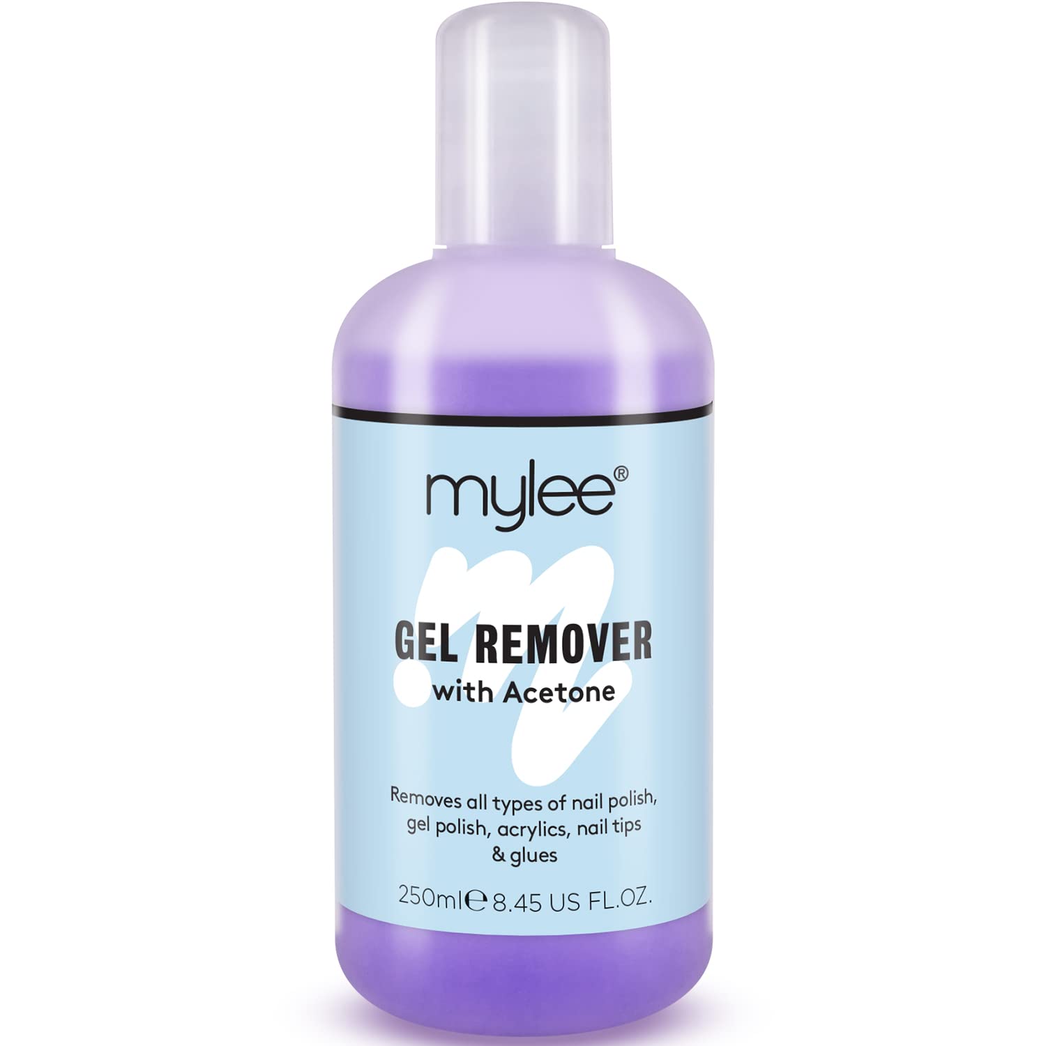 Mylee Gel Polish Remover Acetone 250ml, Salon Professional UV LED Nail Polish Cleaner for Manicures and Pedicures