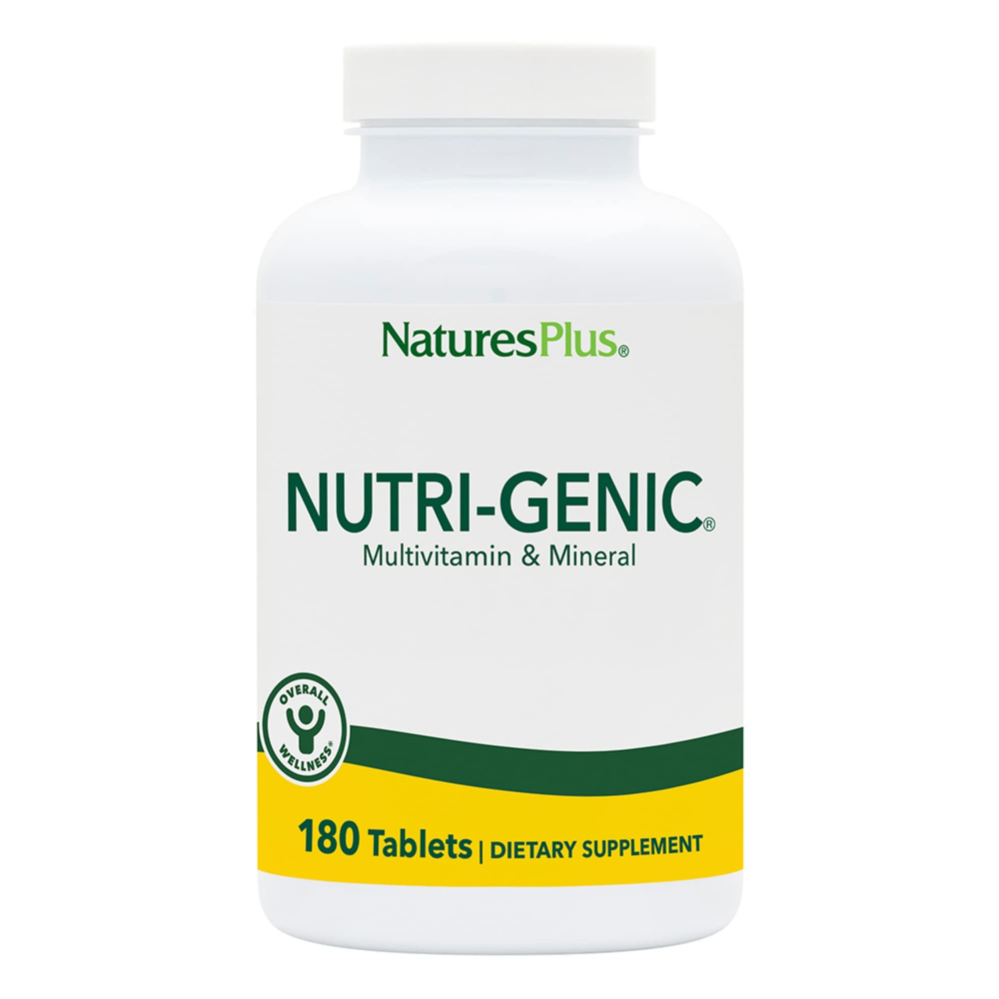 Natures Plus Nutri-Genic Multivitamin - 180 Vegetarian Tablets - Hypo-Allergenic Natural Multivitamin & Mineral Supplement for Sensitive People - Allergen-Free, Gluten-Free - 90 Servings