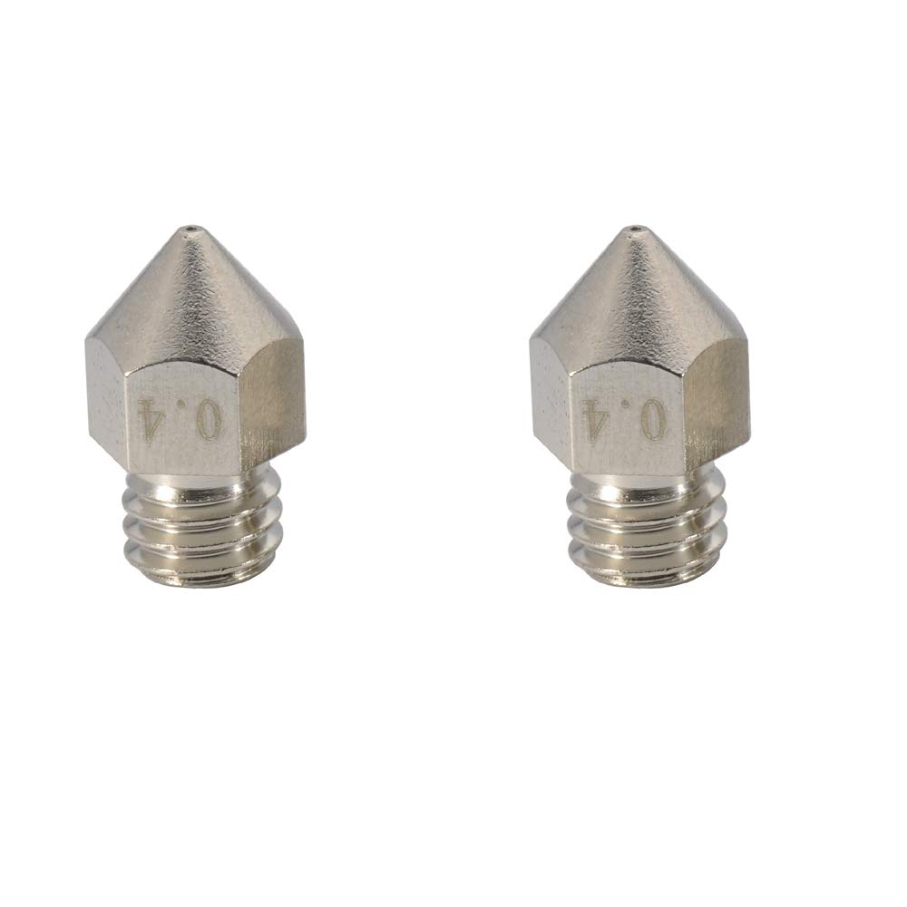 2pcs MK8 Wear Resistant Plated Brass Nozzle 0.4mm Compatible with 1.75mm Makerbot, Creality CR10, Ender 3 Pro Ender 5 Pro Tevo Tornado 3D Printer (2X 0.4mm)