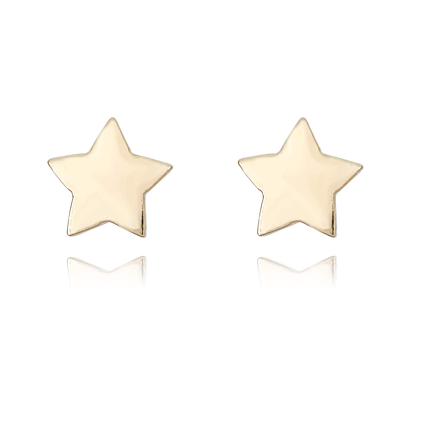 10K Yellow Gold Polished Star Screw Back Earrings