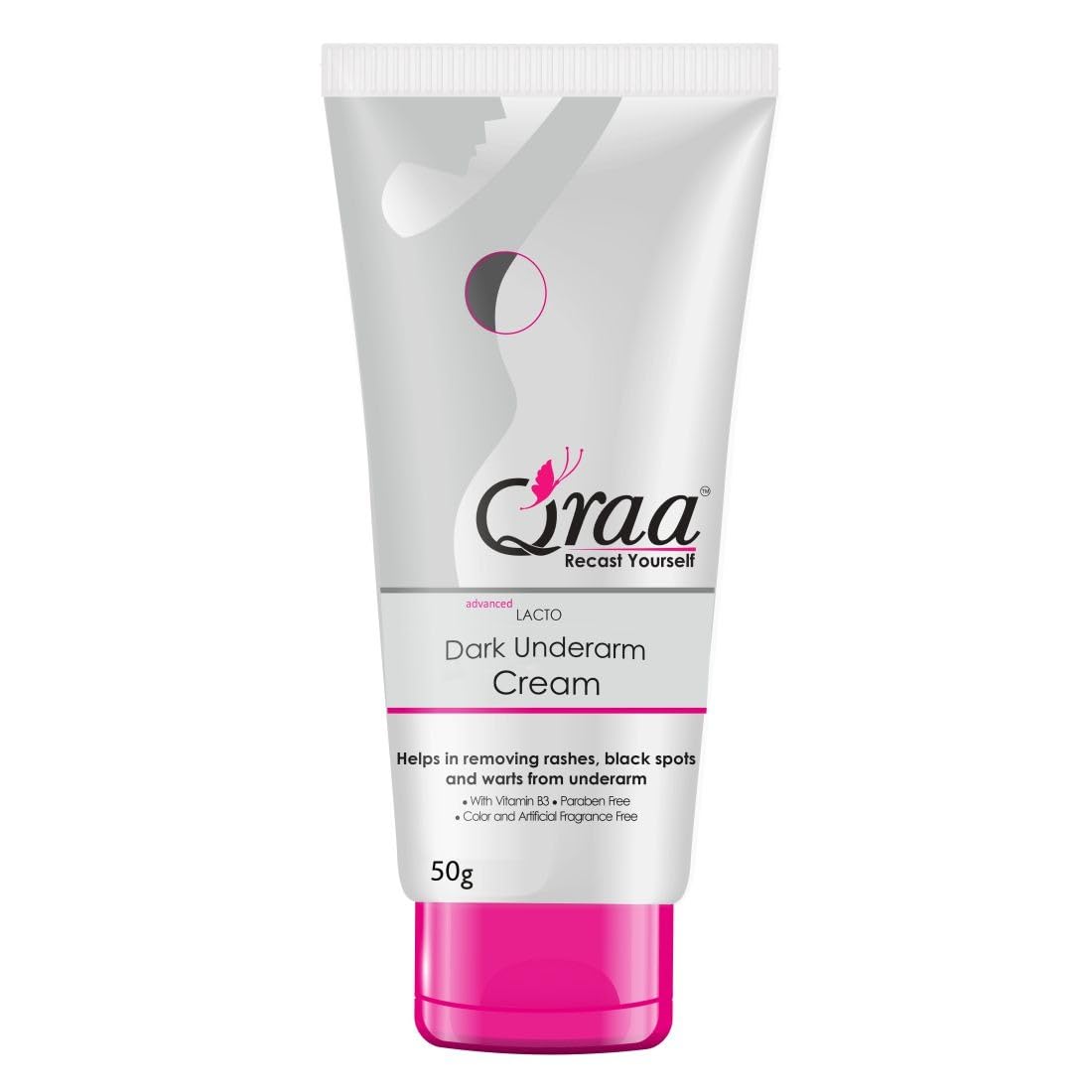 Qraa Advanced Lacto Dark Underarm Whitening Cream, 50g For even toned underarms - Paraben Free