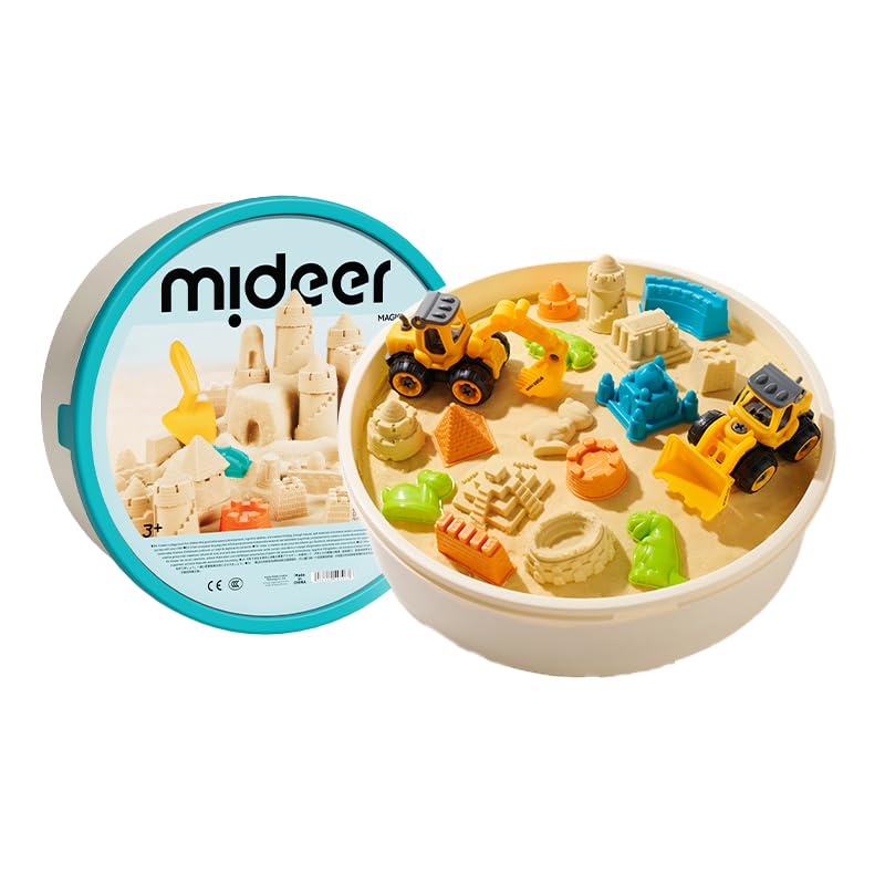 Mideer Magic Sand, Kinetic Sand Playset 2 kg: 23 Plastic Sand Molds for Indoor and Outdoor Play - Perfect Gift for Boys & Girls Ages 3-12, Tools Included