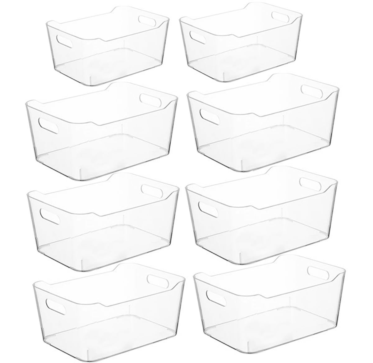 8PCS Clear Plastic Organiser Storage Versatile Kitchen Organiser Tray for Desk, Makeup, Bathroom, Kitchen Pantry Cabinet