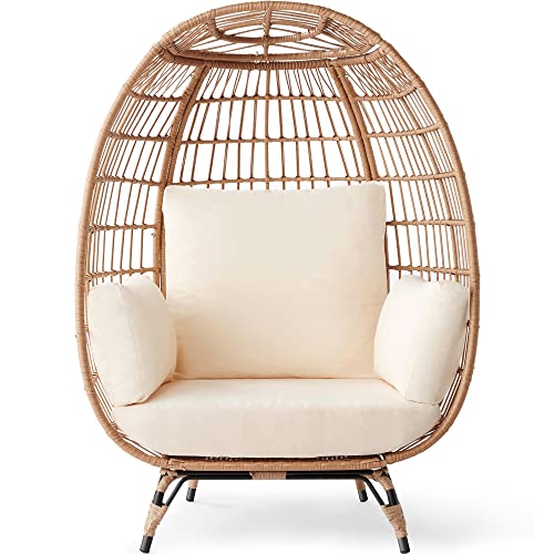 Best Choice Products Wicker Egg Chair, Oversized Indoor Outdoor Lounger