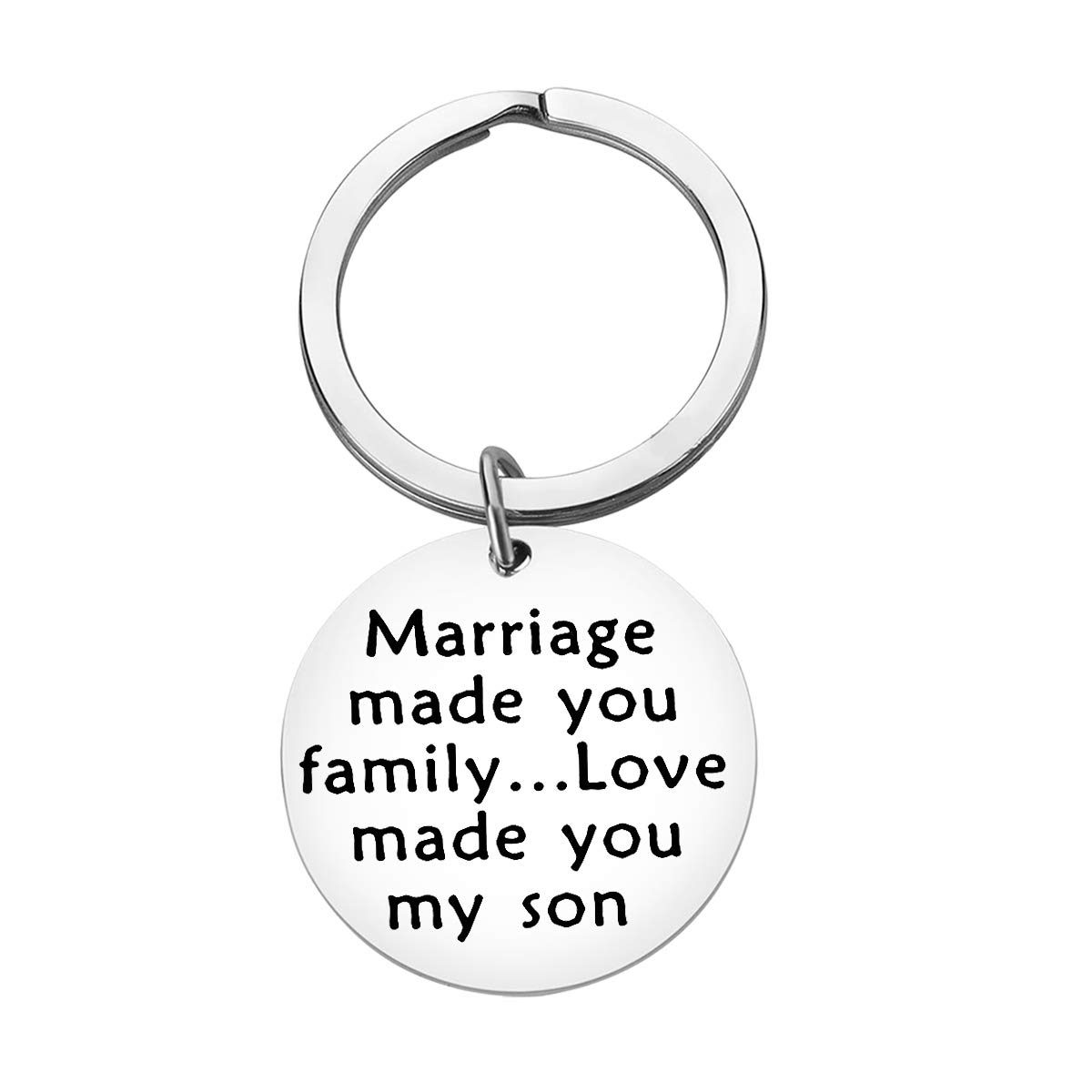 Nekoki Son in Law Keychain Gifts Marriage Made You Family Love Made You My Son Keychain Son in Law Birthday Gifts Christmas Gift Wedding Gifts for Son in Law Groom to Be, Silver, S