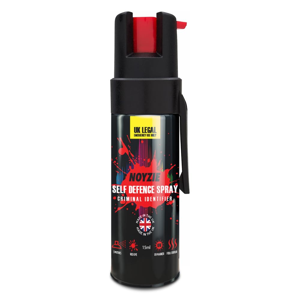 Self Defence Spray NOYZIE UK Legal Pepper Spray Alternative for Men & Women with UV Marking & Handy Clip - Criminal Identifier Spray for Personal Protection 15ml