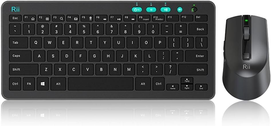 RiiRKM709 2.4 Gigahertz Ultra-Slim Wireless Keyboard and Mouse Combo, Multimedia Office Keyboard for PC, Laptop and Desktop,Business Office(Black)-New