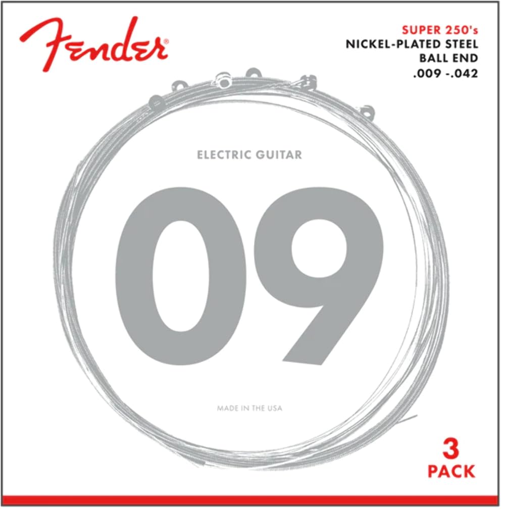 Fender Super 250 String Set - 250L (009/042) Pack of 3 Sets - Nickel-Plated Steel - Ball Ends