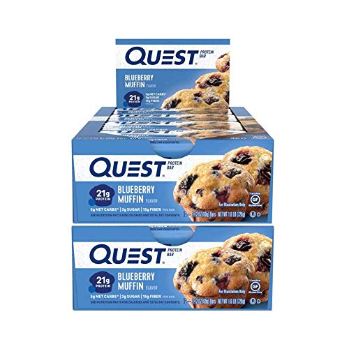 quest bar blueberry - Quest Nutrition Protein Bar Blueberry Muffin. Low Carb Meal Replacement Bar with 21 Grams of Protein. High Fiber, Gluten-Free (24 Count)