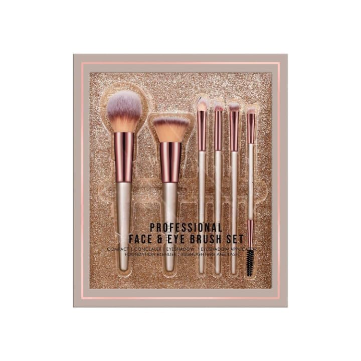 SOLDTRUE Premium Synthetic Bristle Professional Face and Eye Makeup Brushes Set with 6 makeup brushes durable and Strong Brush For Cream, Liquid and Powder Formulation