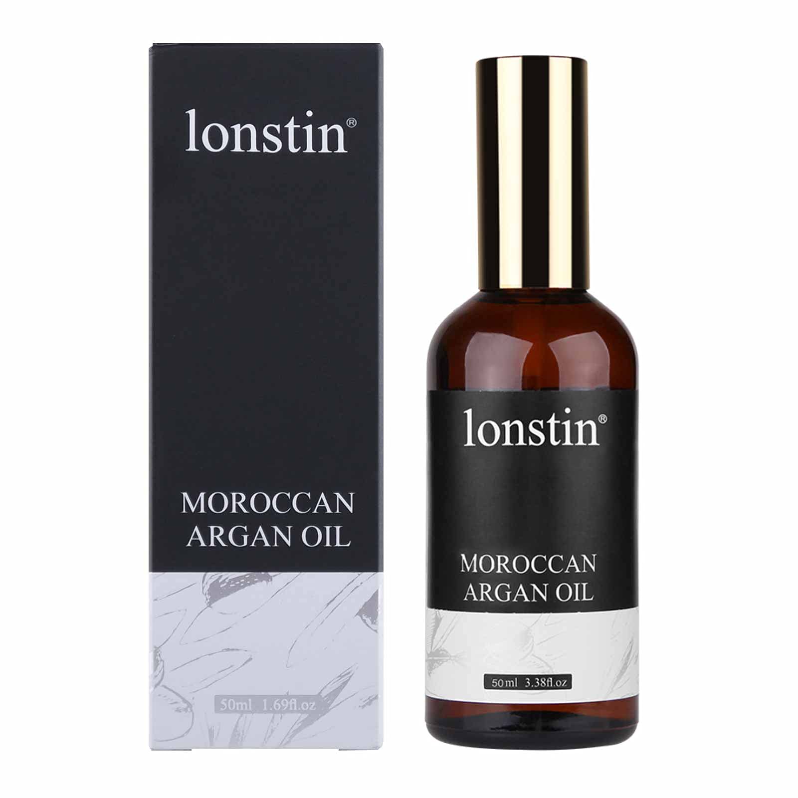 مصل الشعر بزيت الأرجان المغربي , Hair Oil for Frizzy, Frizzy, Dry and Damaged Hair, Leave-In Treatment, Repair Shine, Smooth and Nourish Hair, for All Hair Types 50ml-lonstin