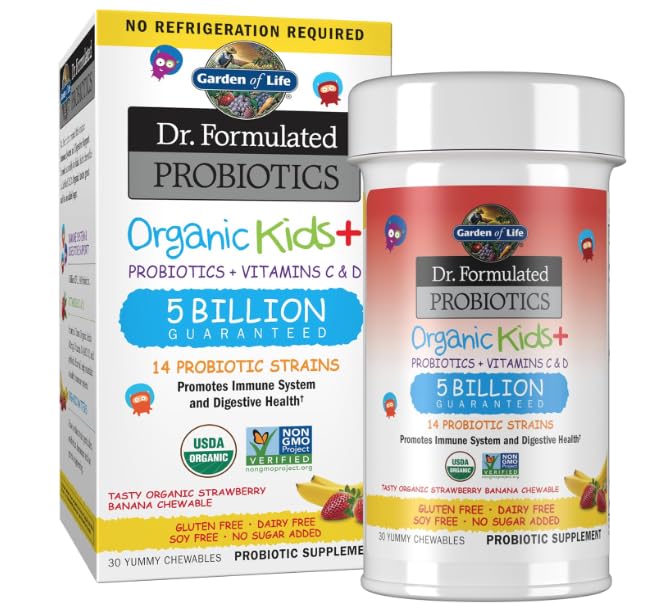 Garden Life's Dr. Formulated Probiotics Organic Kids, Strawberry Banana Flavour, 30 Yummy Chewables