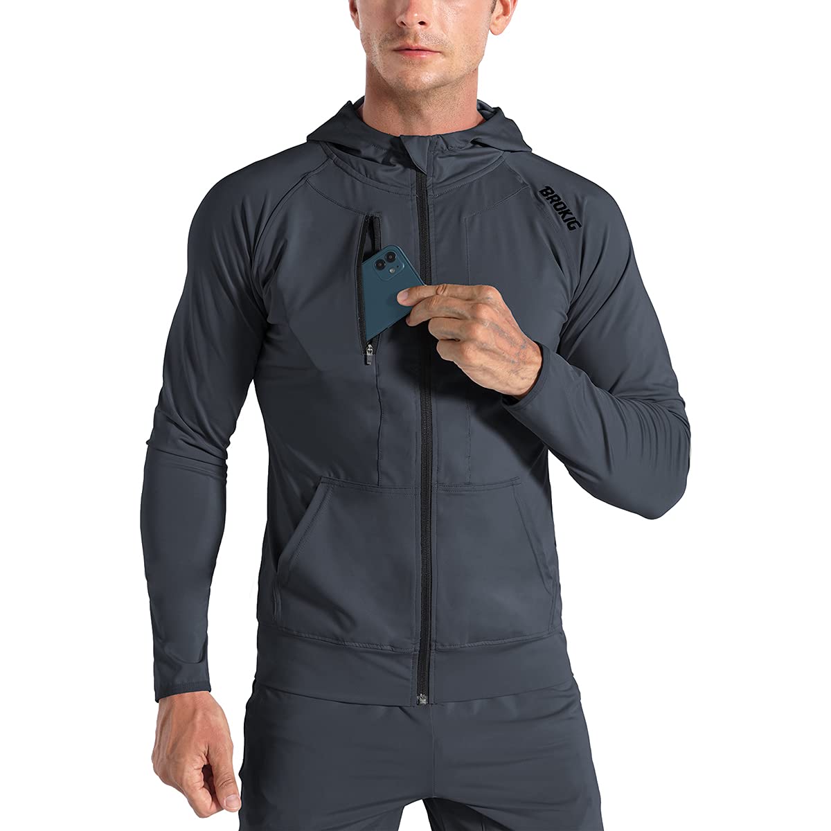 Mens WindBreak Lightweight Workout Hoodie,Running Athletic Gym Hooded Sweatshirts for Men