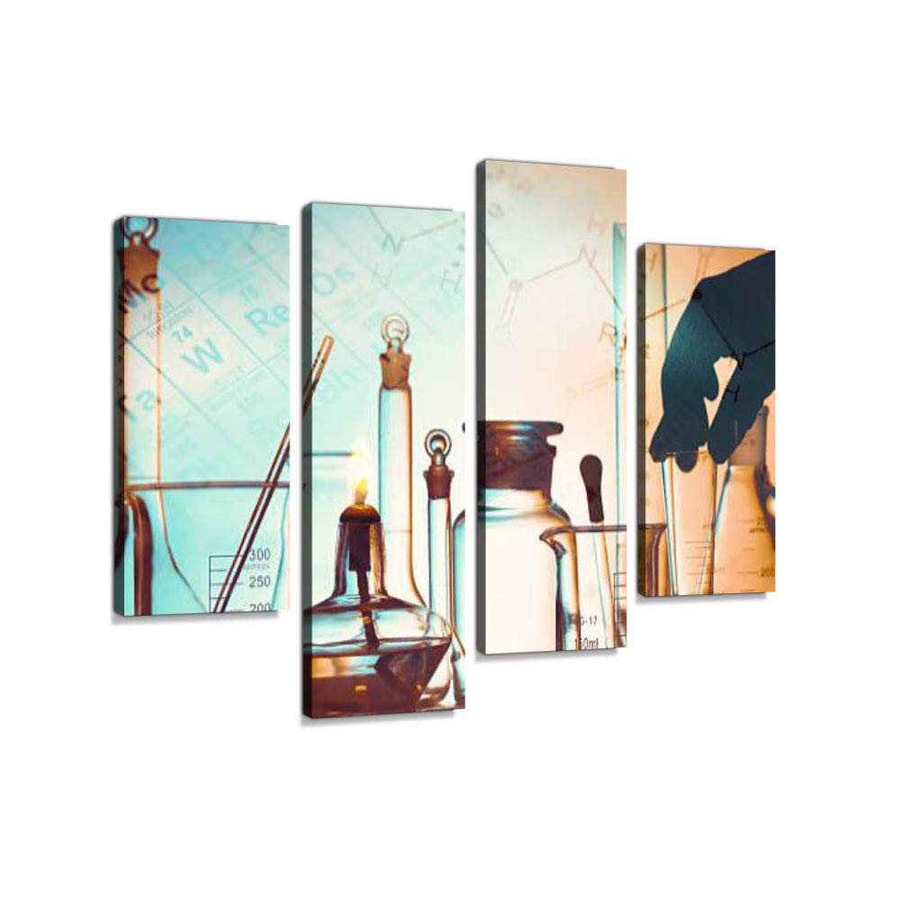 Laboratory researchCanvas Wall Art Hanging Paintings Modern Artwork Abstract Picture Prints Home Decoration Gift Unique Designed Framed 4 Panel