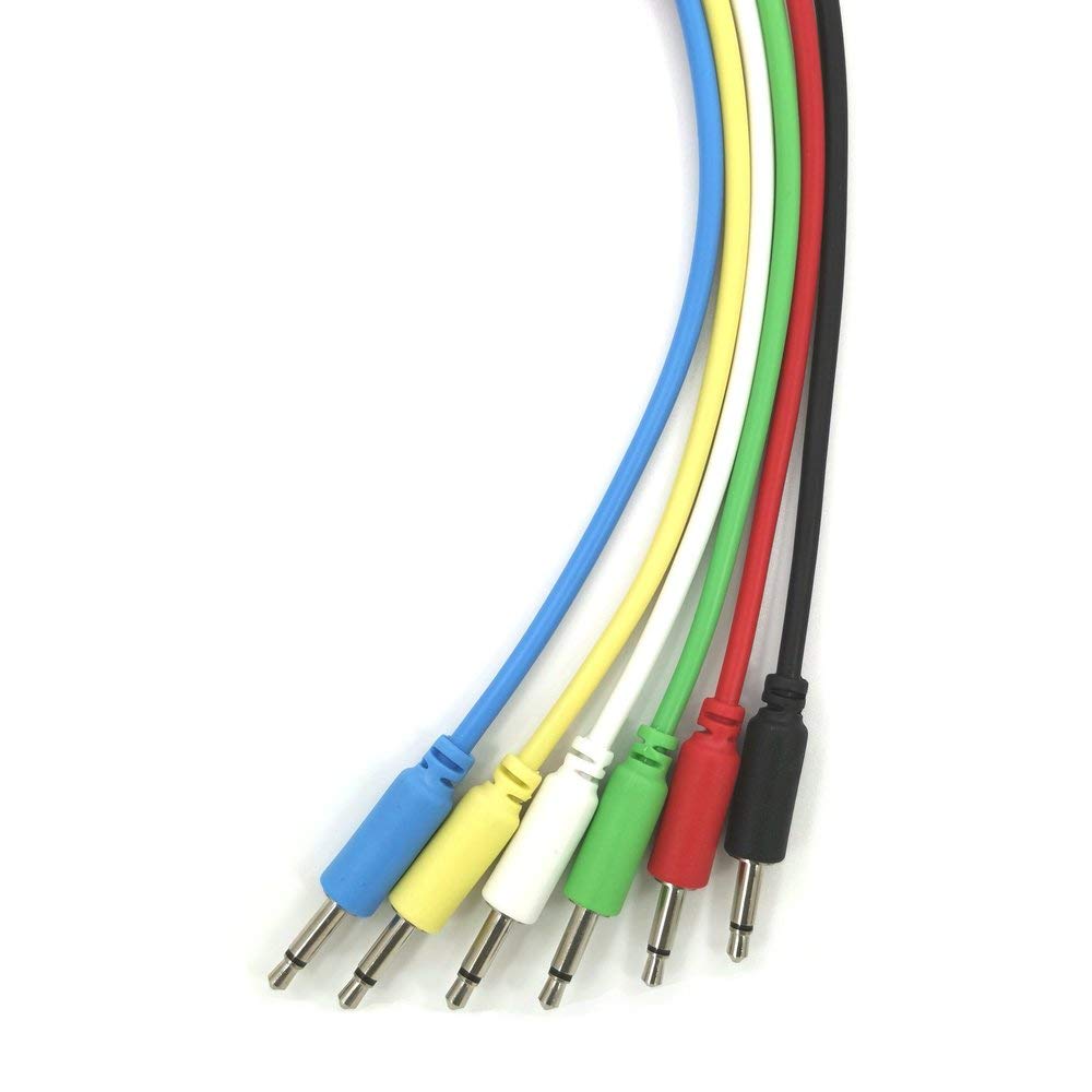 Mono Modular Cables - TS 3.5mm 1/8" - Patch Synth Eurorack - 6 Pieces 6 Colors (200 cm - 78.74" - 6.56 ft.)