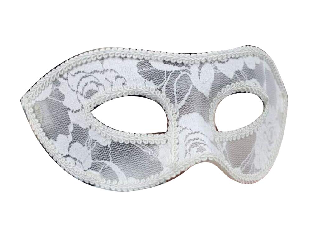 Women’s Christmas Halloween Lace Veil Attached Translucent Plastic Half Face Masquerade Mask