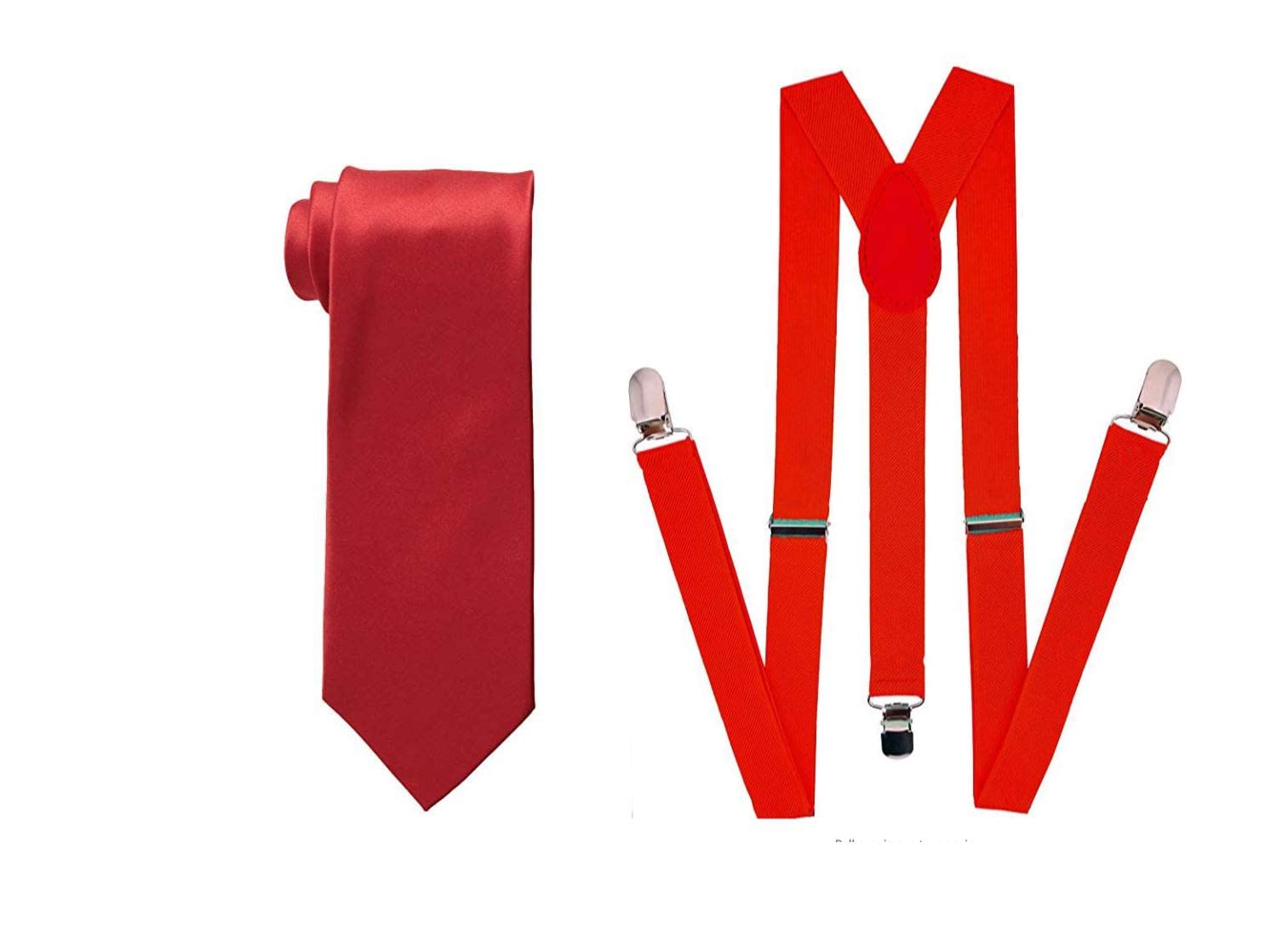 AcceryRed Suspender and Red Tie Set for Men