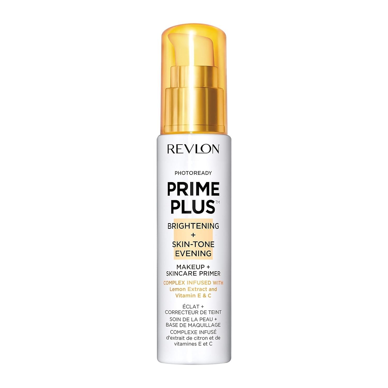 Revlon Prime Plus Makeup & Skincare Primer, Brightening and Skin-Tone Evening, Formulated with Vitamin C and Lactic Acid, 30ml