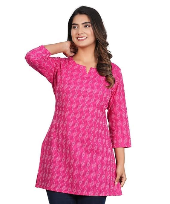 Traditional Cotton Print Kurta Office Short Kurti Tops Tunics for Women